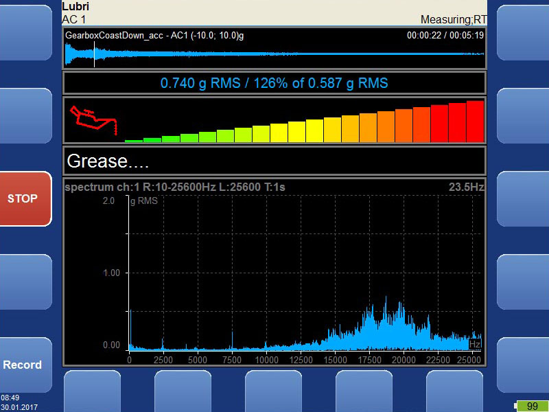 Vibration analyzer - fasit mode screen